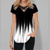 T-shirt da donna alla moda estiva casual allentata a maniche corte con stampa sfumata o-collo e camicette T-shirt comode top