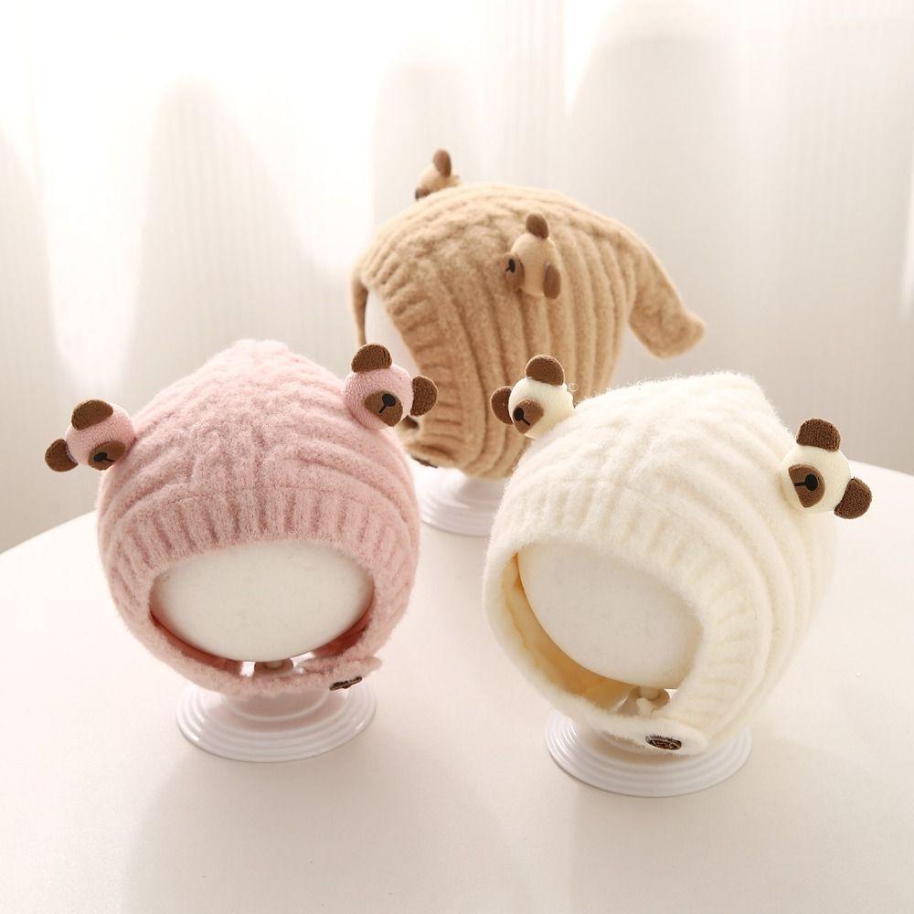 Warm Baby Knitted Hat Soft Kids Earmuffs Cap Fashion Children Pullover Cap  Boys