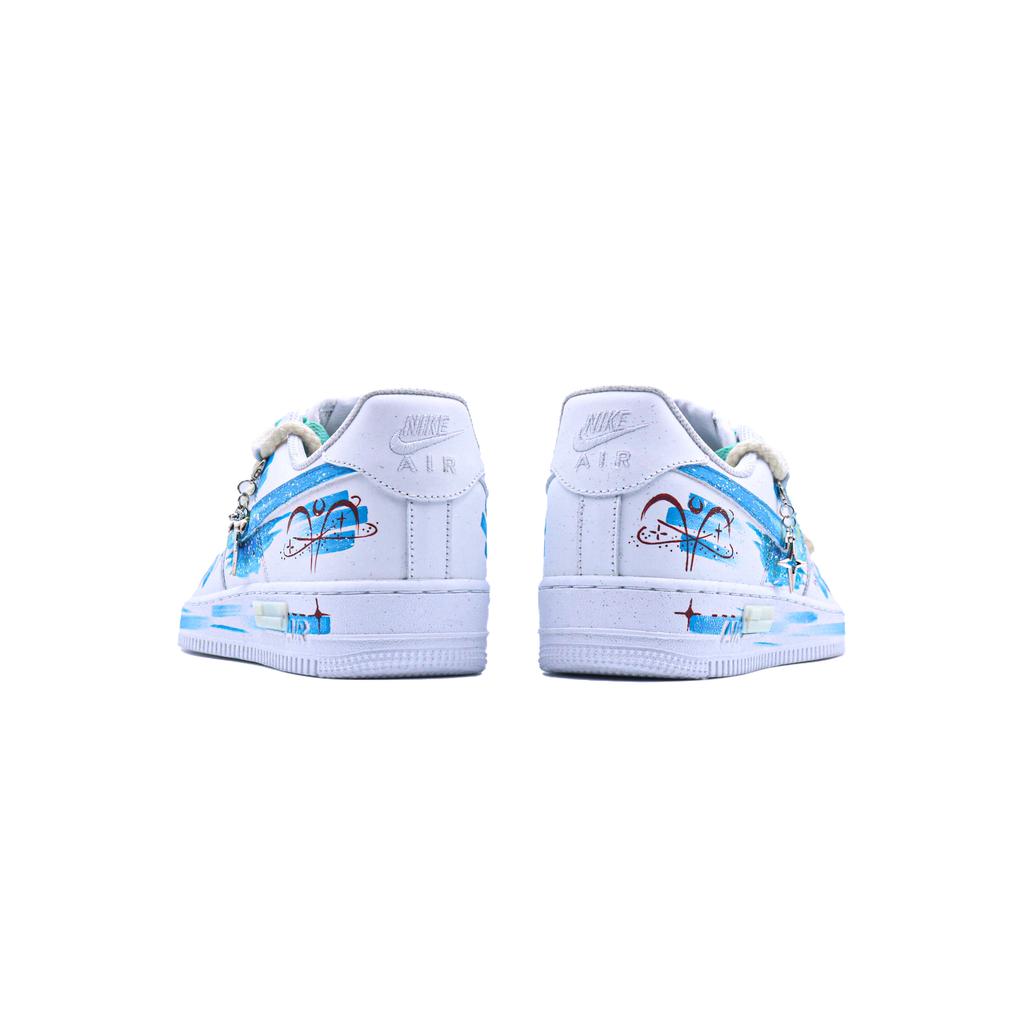 Nike Air Force 1 Slip Resistant Abrasion Resistant Low Top Skateboard Shoes Unisex White Blue CW2288-111(Team779-)