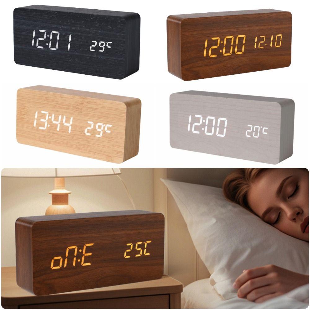 Multi-functional Digital Clock Wood Smart Alarm Clock Versatile Alarm Clock for Bedside
