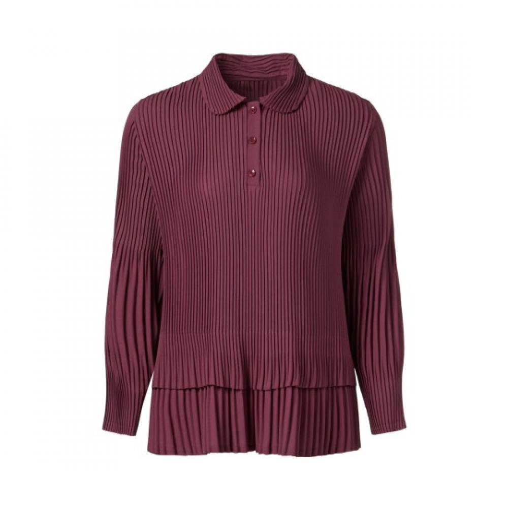 Pleats Me Crepe Flare Button Blouse Ppblw325001