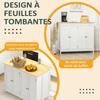 Kitchen island trolley with 2 stools drop-leaf worktop 2 cupboards with 4 doors modern design white