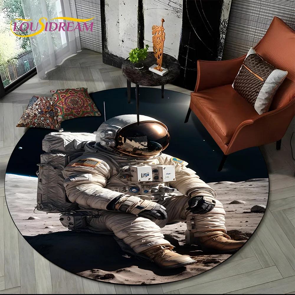 Astronaut Universe Spaceman 3D Outer Space Cartoon Round Area Carpet Rug for Living Room Bedroom Kid Decor,Pet Area Rug Non-slip