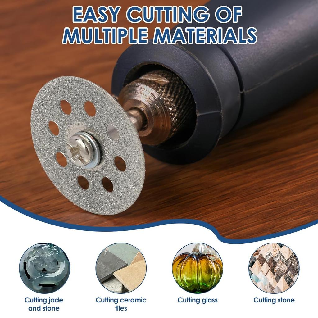 22mm Diamond Cutting Wheel Disc Set Grinding Circular Saw Blade Metal Cut Off Abrasive Tools for Dremel Rotary Tool with Mandrel