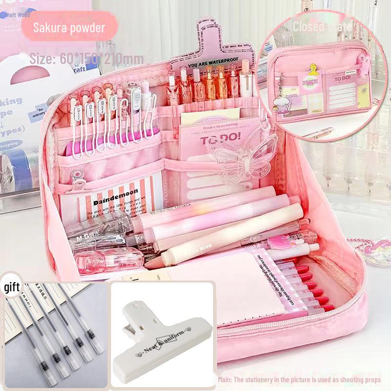 High-Capacity 12-Layer Pencil Case for Girls - Ideal for Junior & Senior High School Students