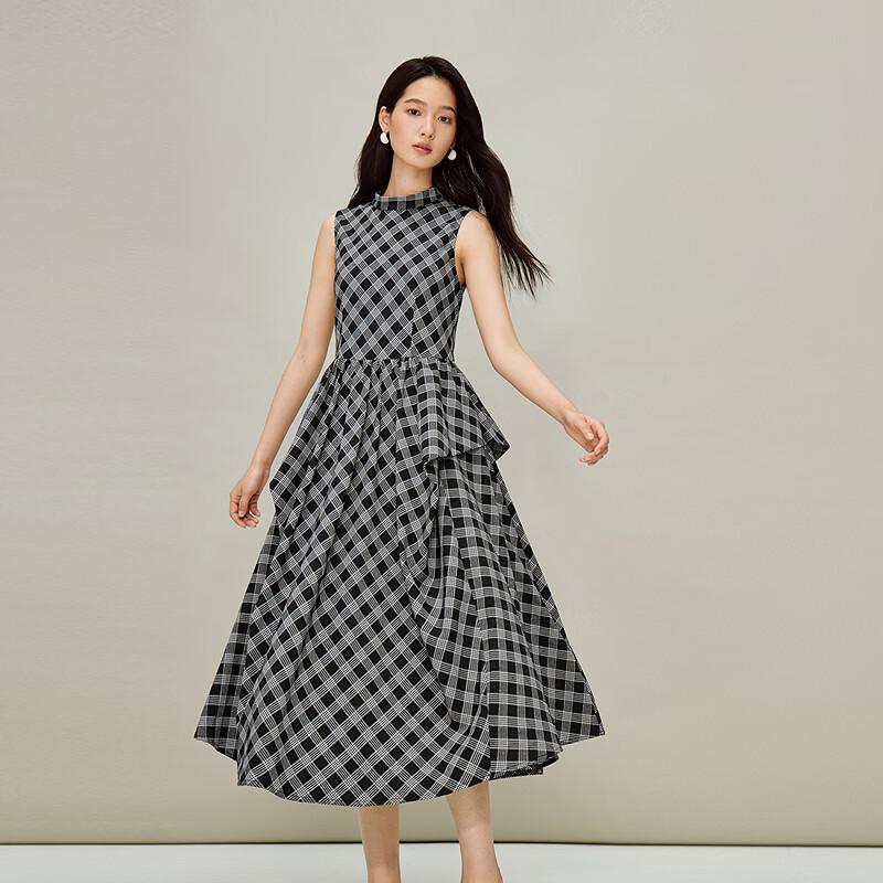 Женское клетчатое платье-трапеция без рукавов INMAN L