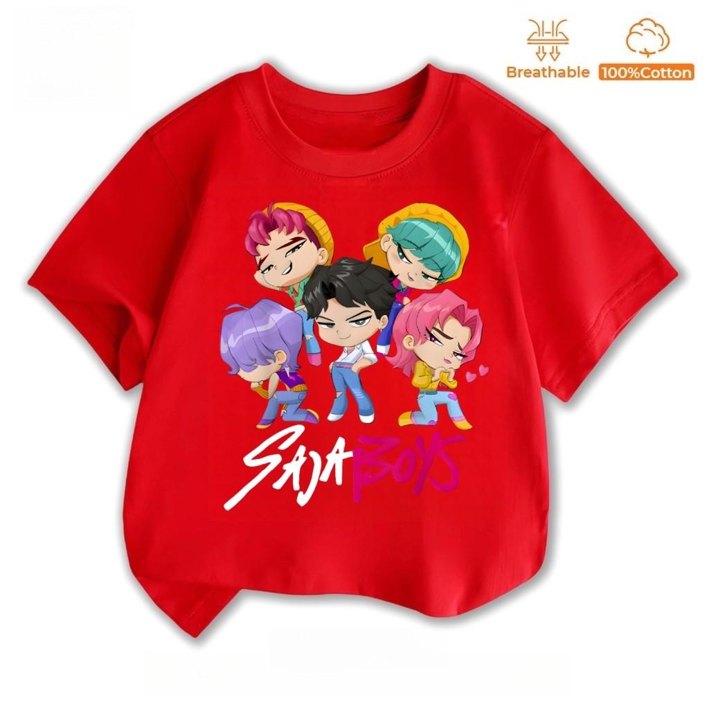 NELLY Baju Anak KPop Demon Hunters Saja Boys T-Shirt Huntrix Shirt Kids Short Sleeve