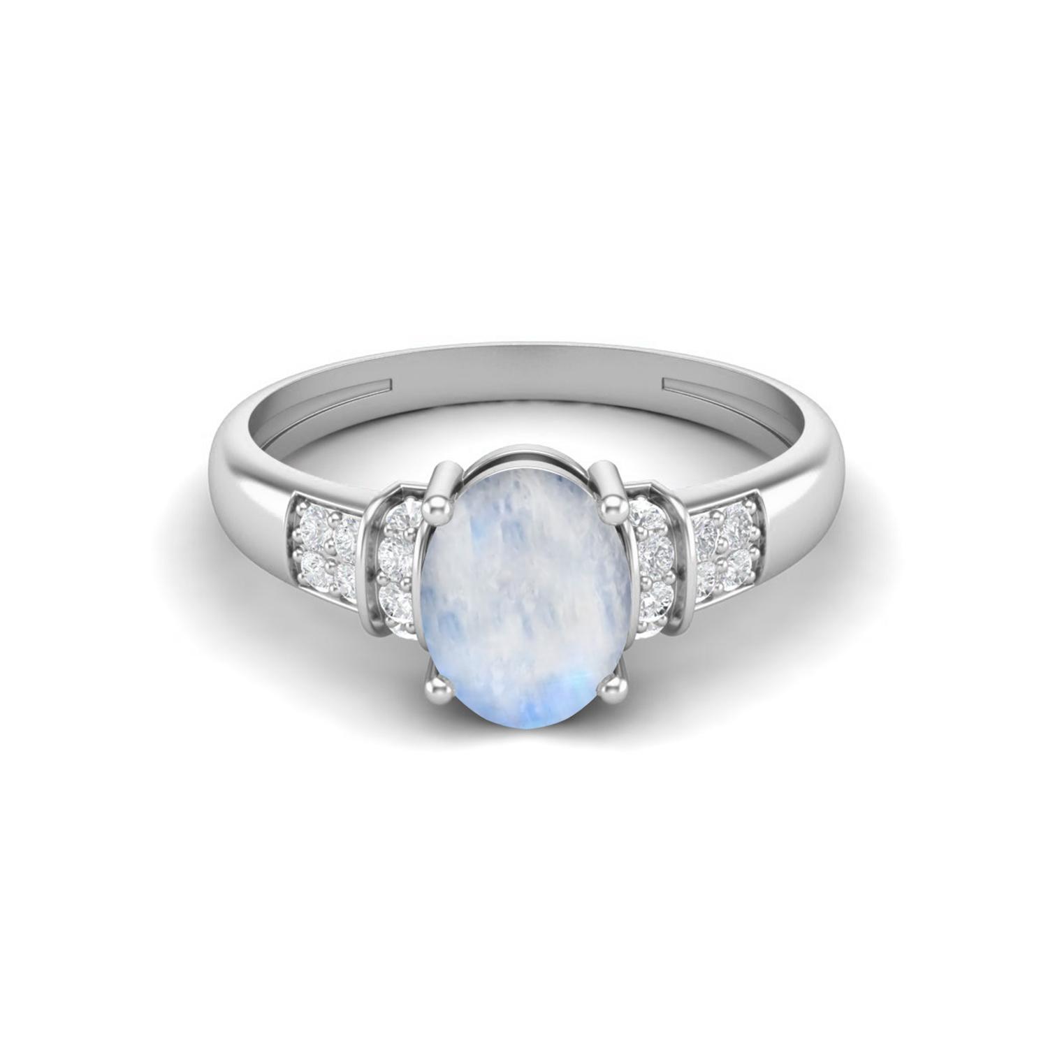 

925 Sterling Silver 1.66 Ct Oval Cut Moonstone Engagement Women Ring 10 белый