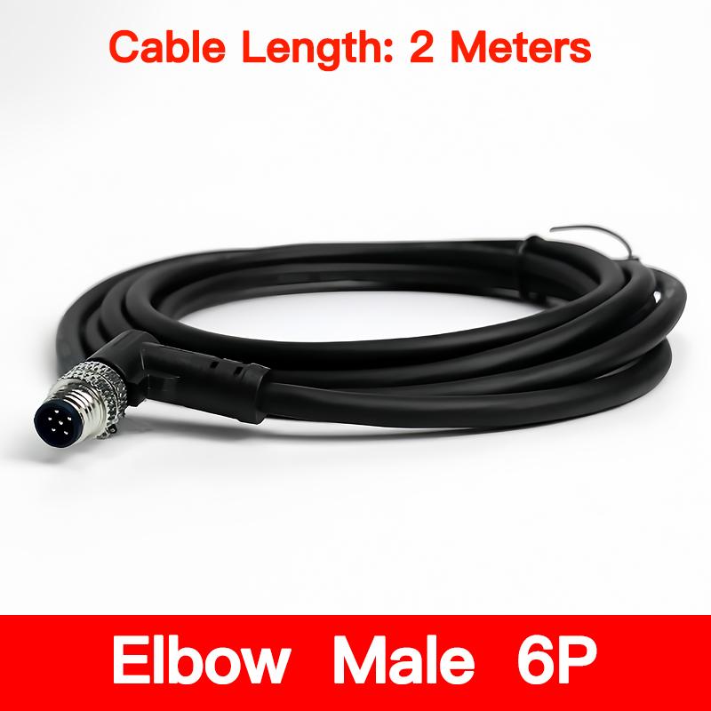 2Meters M8 Sensor Connector Male & Female, 3/4/5/6/8 Pin Waterproof Cable Plug, Integrated Injection Molding for Industrial Use