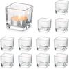 Square Candle Holders for Table Centerpieces, Small Tealight Holder Set of 12, Clear Glass Votive Candle Holders, Mini Cube Tea