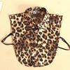 Leopard Print Shirt Fake Collar For Women Detachable Collar False Lapel Collar Shirt Removable Plaid Half Shirt  Faux Col