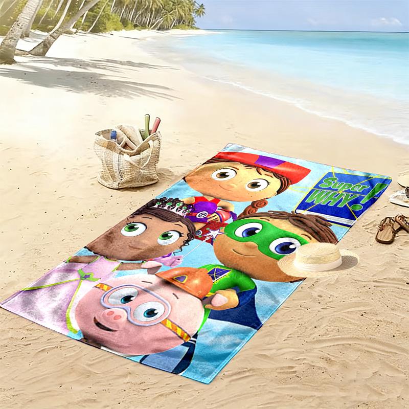 Super Why! Anime 2D Flat Print Beach Towel, Large Soft Quick Dry Towel for Beach Camping SwimmingXSTJ0915263