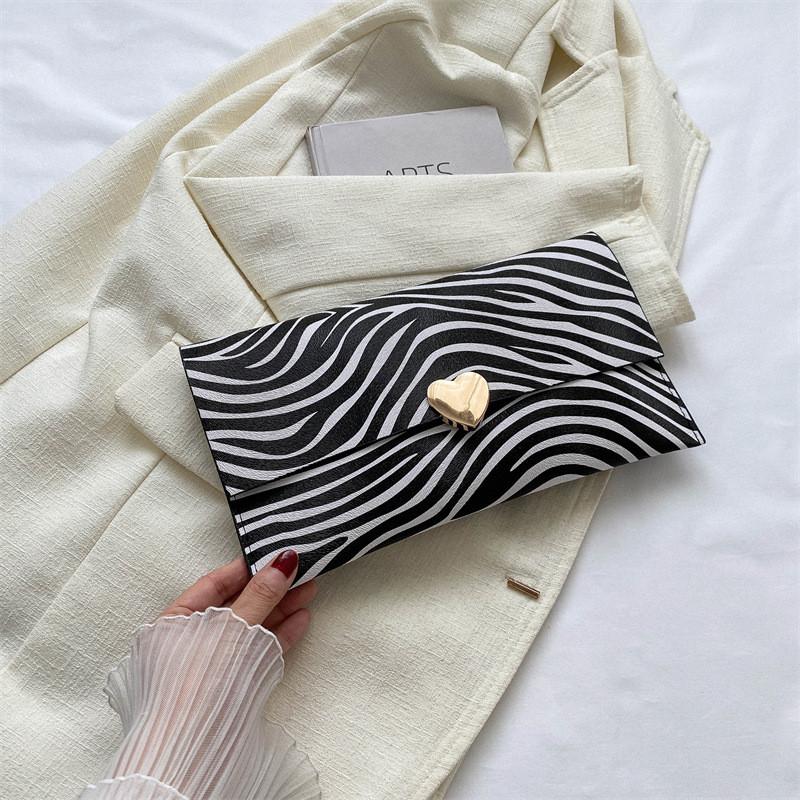 Trendy Pu Envelope Clutch Handbag For Ladies With Magnetic Closure In Chic Milk Zebra And Leopard Designs