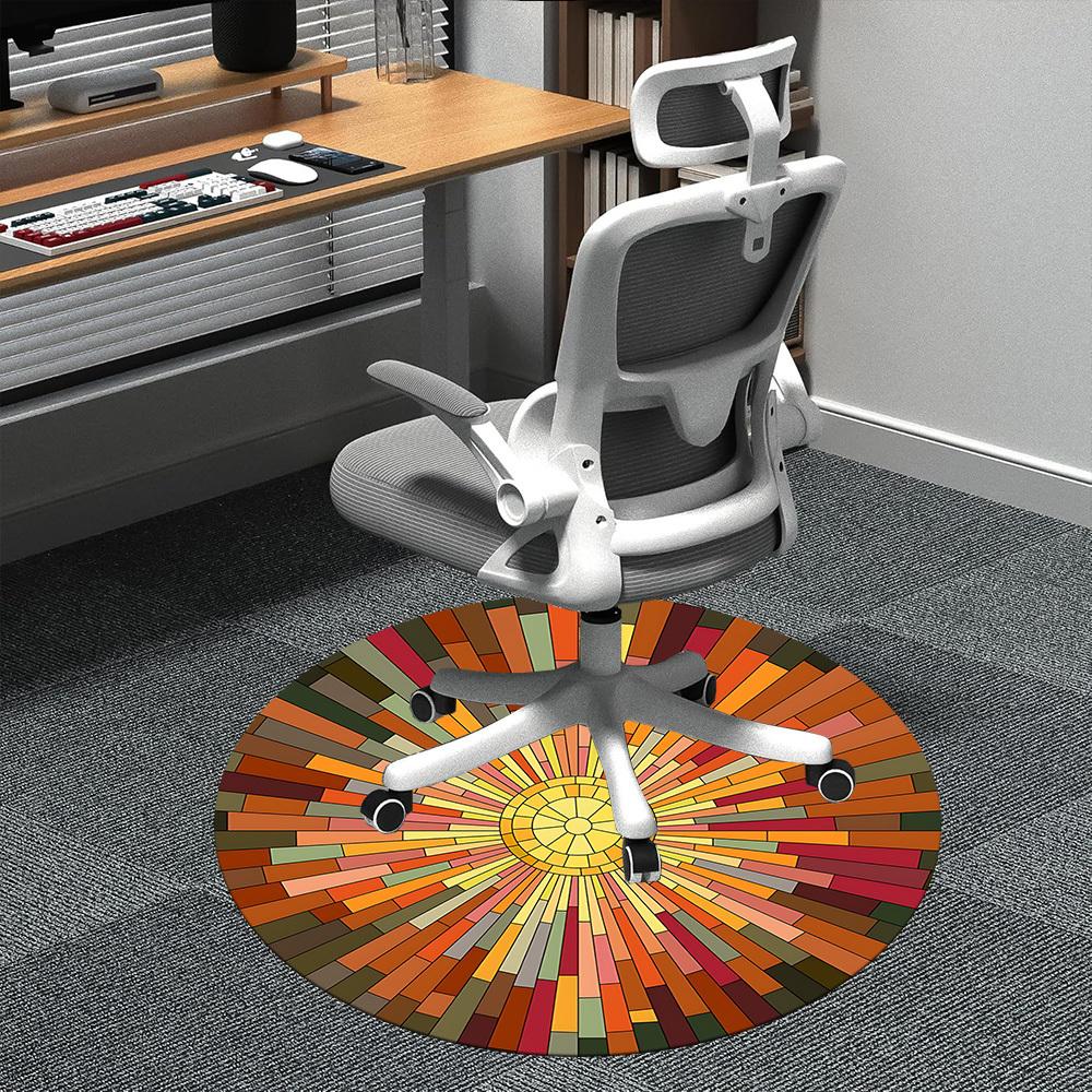 1pc Sunburst Mosaic Office Round Area Rug, Indoor Mat Suitable ForOffice, Under Office Chairs Bedroom Living Room Home Decor, Room Deco  D056