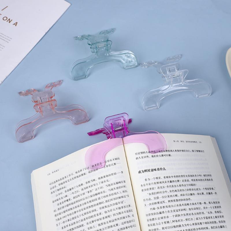 Clipe de Livro de Plástico Transparente com Suporte Auxílio de Leitura Suporte de Livro Fixo Pasta Clips de Papel Marcadores de Livro Papelaria Material Escolar