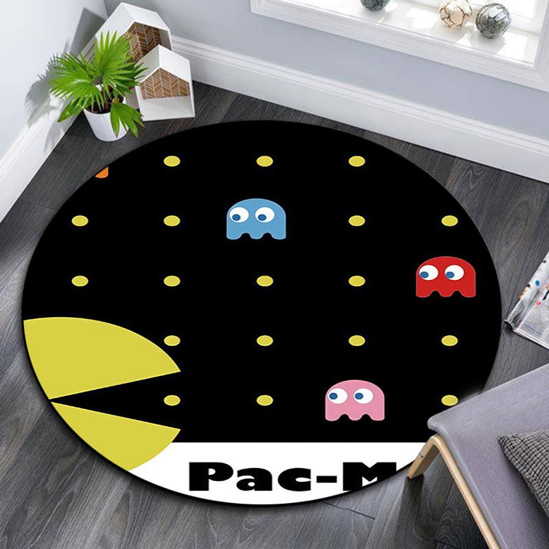 Pac‑Man Poster Pattern Round rug,Carpet Rug for Living Room Bedroom Playroom ,Non-slip Floor Mat,Holiday Gifts and Birthday Gifts.