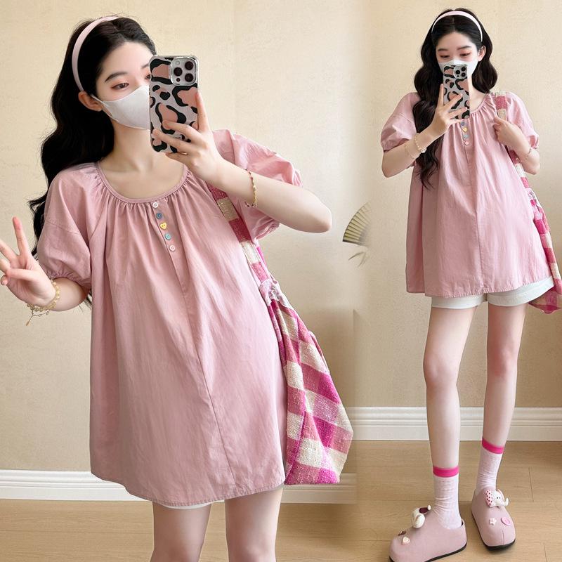 Maternity French Doll Top with Belly Support Shorts M