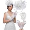Fascinators Hat for Women Tea Party Fascinator Headband with Gloves Tea Party Accessories for Ladies