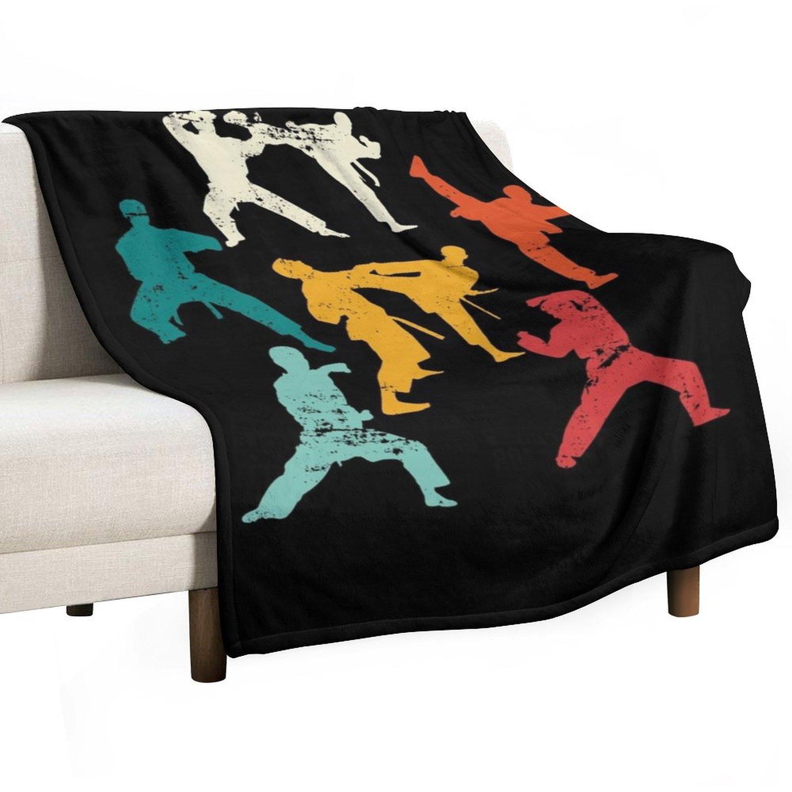 

Retro karate fighter karate Throw Blanket Tourist Thins Camping Decorative Beds Blankets 30x40in