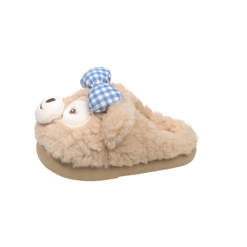 Cute Duffy Bear Cotton Slippers Women's 2025 Winter Wear Non-slip Home Indoor Thick-bottomed Velvet Thermal Cotton Slippers