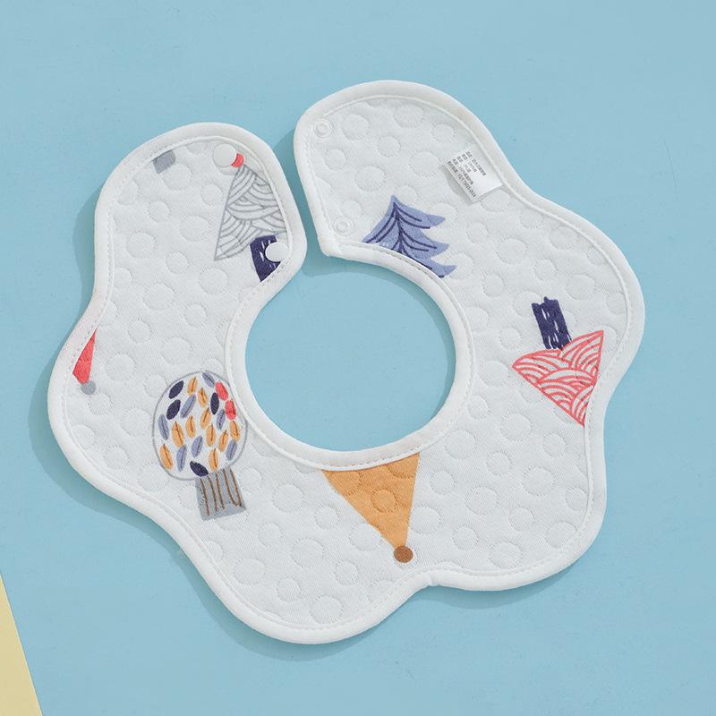 Class A Newborn Baby Saliva Towel Crepe Waterproof Petal Bib Autumn Winter Children Eating Cartoon Cotton Bib