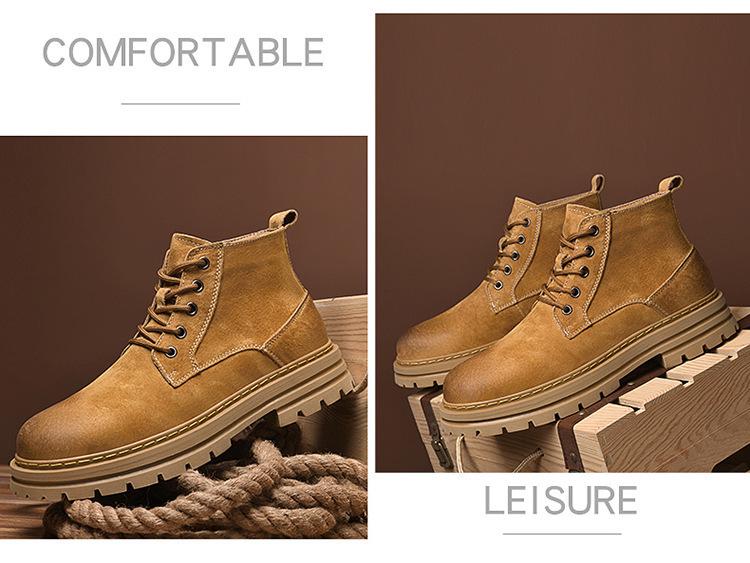 Men's High Top Leather Martin Boots - Outdoor, Autumn/Winter, Casual, Hiking, Work Boots.