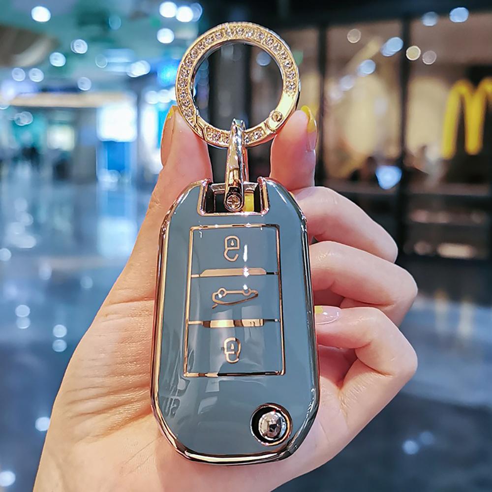 Key Case for Car Soft TPU Car Flip Key Case Full Cover Holder For Peugeot 3008 208 308 508 408 2008 307 4008 For Citroen C4 C4L