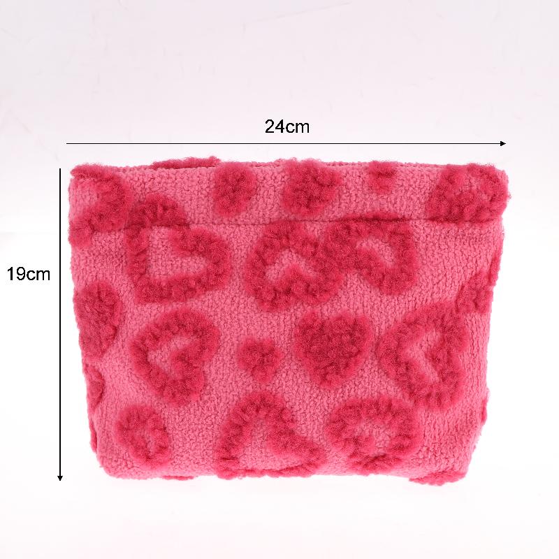 Plush Cute Love Makeup Bag Portable Skincare Product Lipstick Storage Bag Hand-Held Inner Bag Korean Brush Pencil Cases