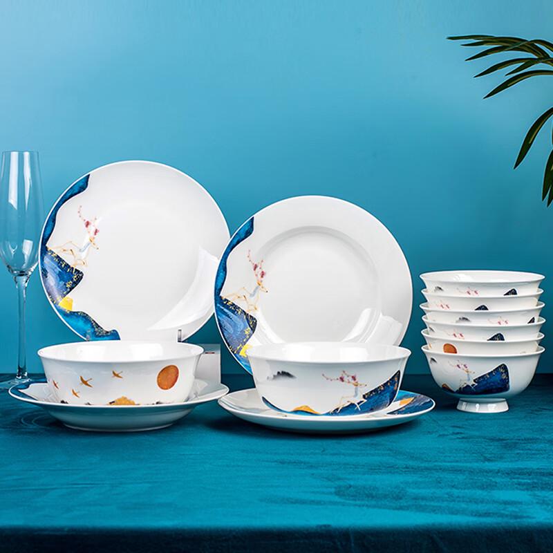Tang Hui Lucky Deer 12-Piece Ceramic Dinnerware Set