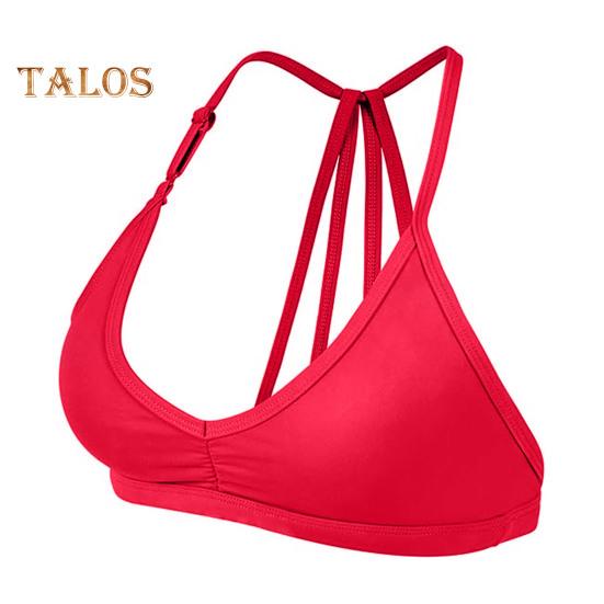 Женский спортивный бюстгальтер со съемными бретельками беспроводной с бретельками спинка-борцовка лифчик для йоги и фитнеса быстросохнущий без косточек укороченный топ для тренировок в спортзале S красный 1809₽