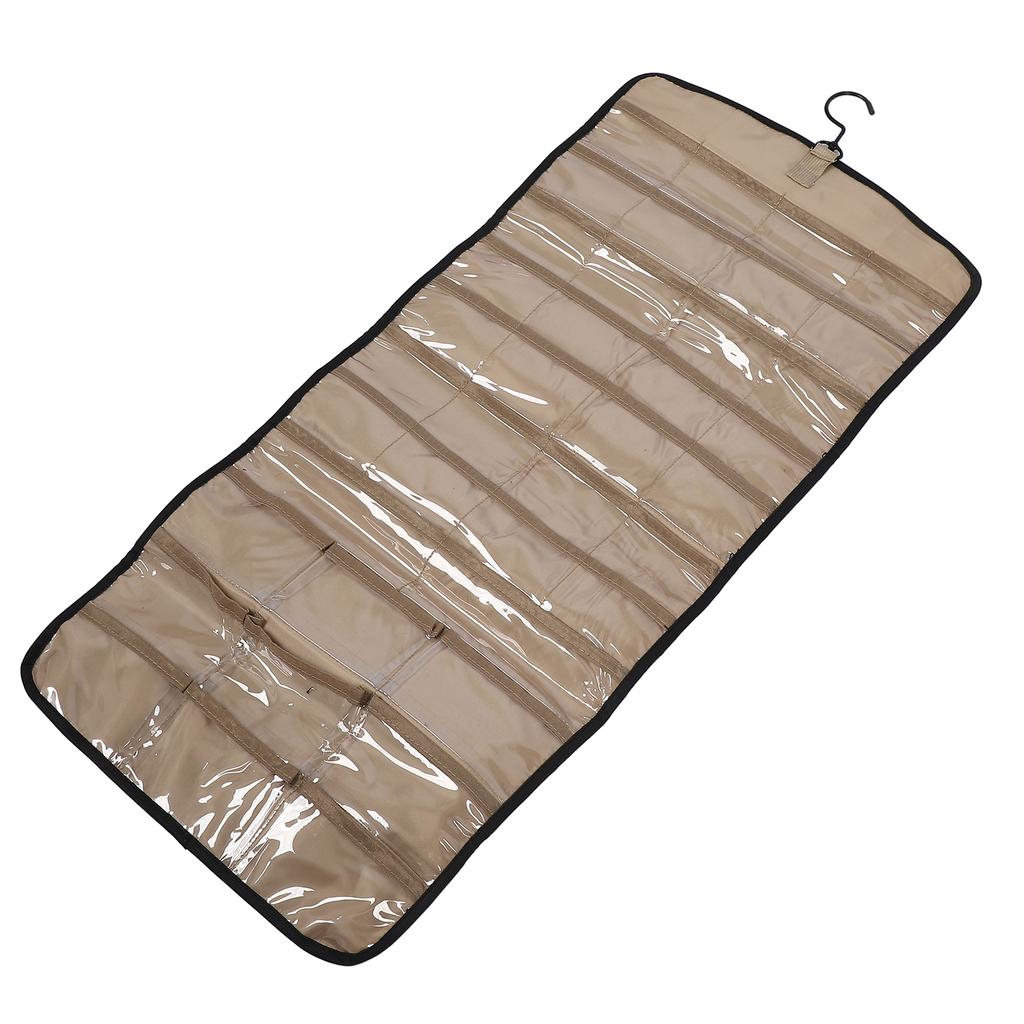 Portable Hanging Jewelry Storage Roll with Metal Hooks Double Sided Jewelry Holder Rack