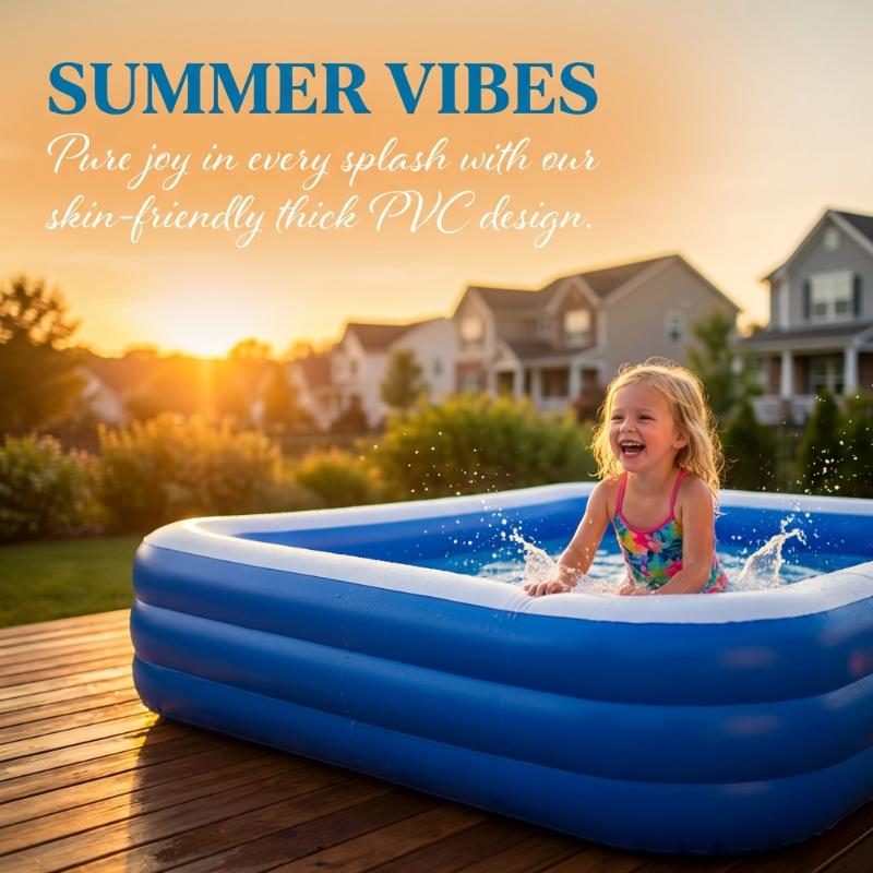 Baby Swimming Pool Inflatable Secure Design Kids Splash Pad Air Pump Included
