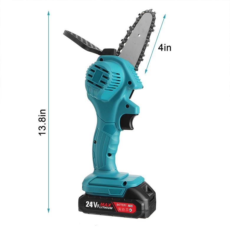 4 Inches Mini Cordless Electric Chain Saw 24V Lithium Battery Charger Portable Rechargeable Garden Logging Saw  Woodworking Tools