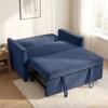 2 Seater Sofa Bed, 3-in-1 Convertible Pull Out Sleeper Sofa with Click-Clack Adjustable Backrest, Dark Blue