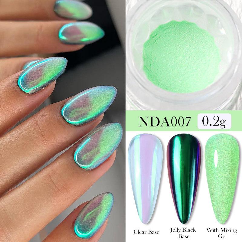 

Nicolediary Nail Art Gradual Change Pearlescent Ice Muscle Powder, Ice Transparent Aurora Electrical Nail Art Powder Highlight Fine Glitter