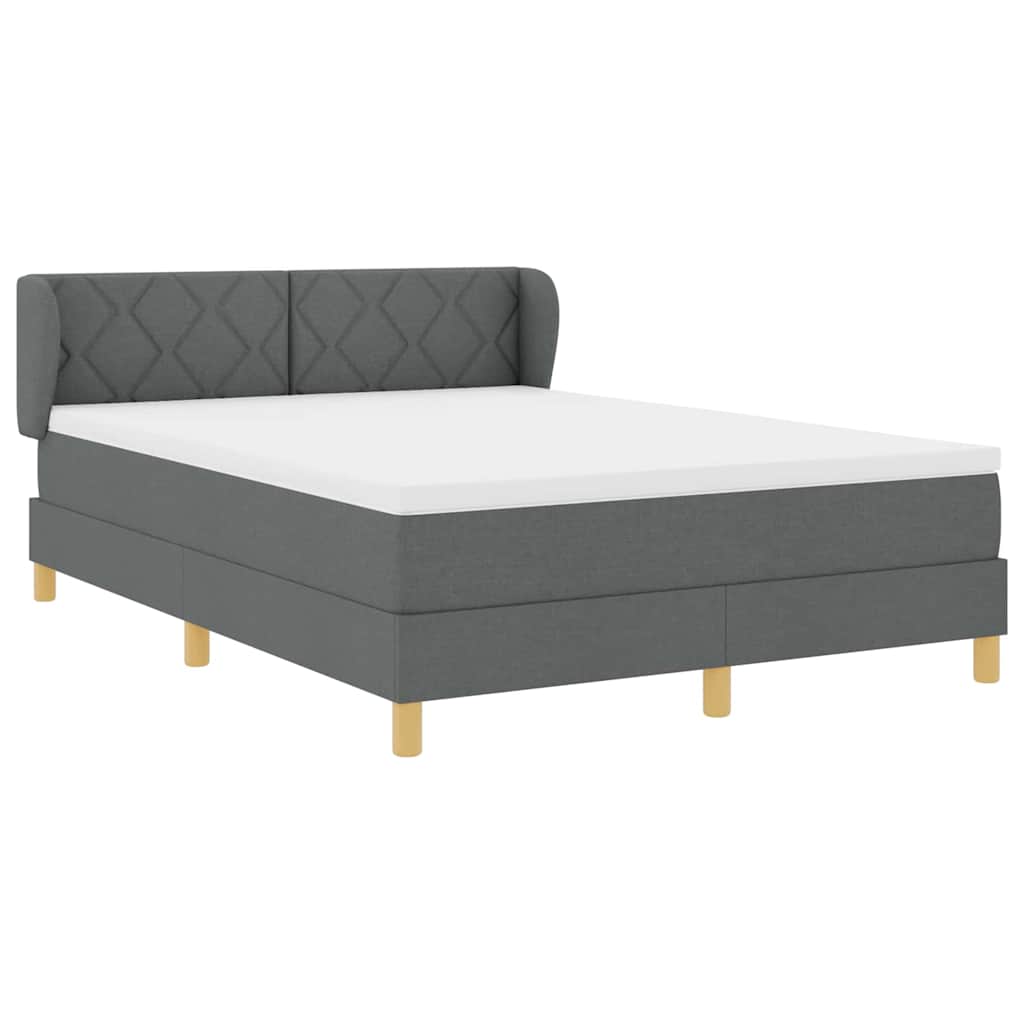 Boxspring Bed with Headboard Dark Gray 160 x 200 cm Fabric