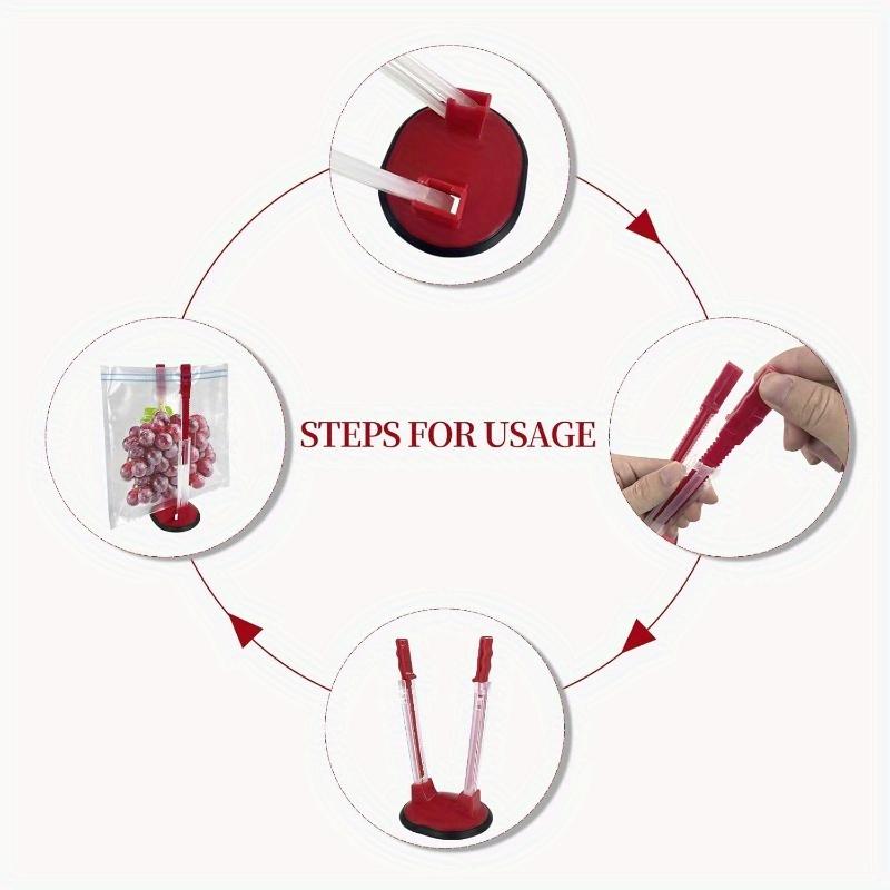 Stretchable Stand Holder for Sealing Bags, Prep Bags, Sandwich Holder, Kitchen Support Storage Bags, Adjustable Tension to Prevent Slipping