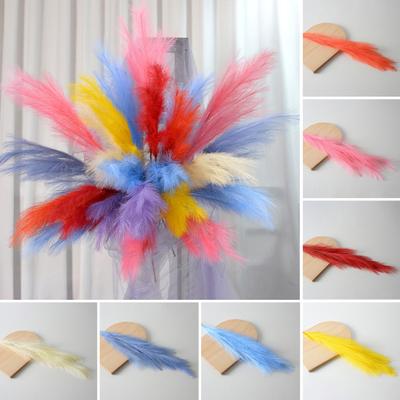 Colorful Faux Pampas Grass Non-Shedding Fluffy Artificial Bulrush 38.5" Tall Fake Reed Stems for Vase Filler Living Room Wedding Decoration
