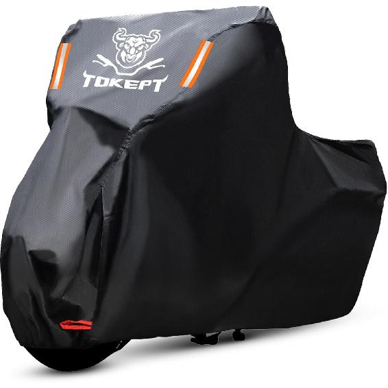 Black Motorcycle Cover, Oxford Fabric All Weather Water Sun Protection, 86 inch Vehicle Cover for Harley Davidson Honda Suzuki Kawasaki Yamaha (M) XL-96 inch