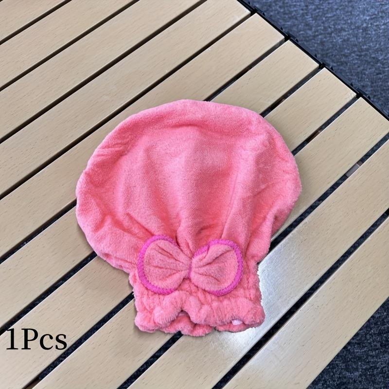 1pcs Coral Fleece Dry Hair Cap Women's Thickened Super Strong, Absorbent Fine Fiber Bow Shower Cap