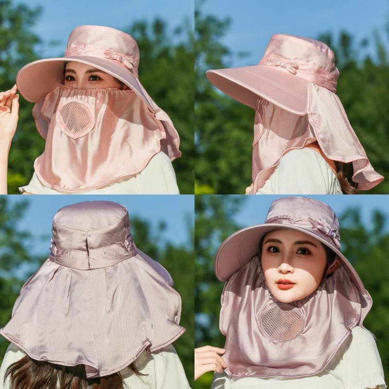 Wide Brim Sunshade Sun Hat Breathable Face Cover Women Picking Tea Hat Summer Outdoor Lightweight Uv Protection Neck Flap Hat