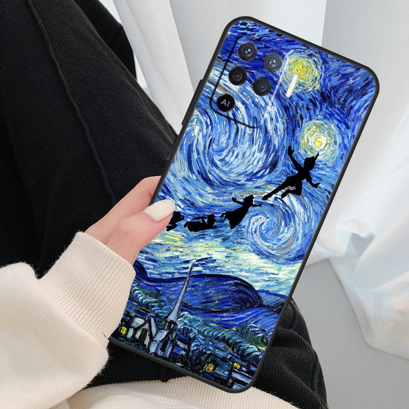 Van Gogh Starry Sky Case For Oppo A96 A76 A16 A60 A98 A58 A78 A18 A38 A80 A40 A77 A57 A17 A74 A54 A94 A15 A5 Pro