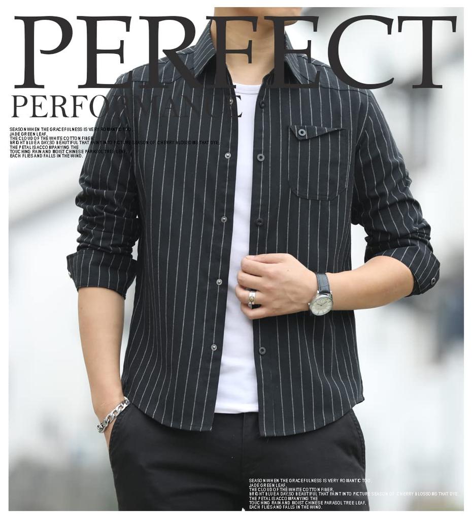 Amyni Men's Long Sleeve Oxford Button-Down Shirt (#4-8—Black, 2XL)