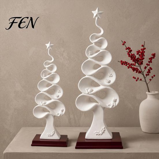 Zarif Giriş Masası Dekorasyonu Soyut Yılbaşı Ağacı Figürü, Sanatsal Spiral Heykel, Ofis Masası Rafı için Modern Yılbaşı Masaüstü Heykeli