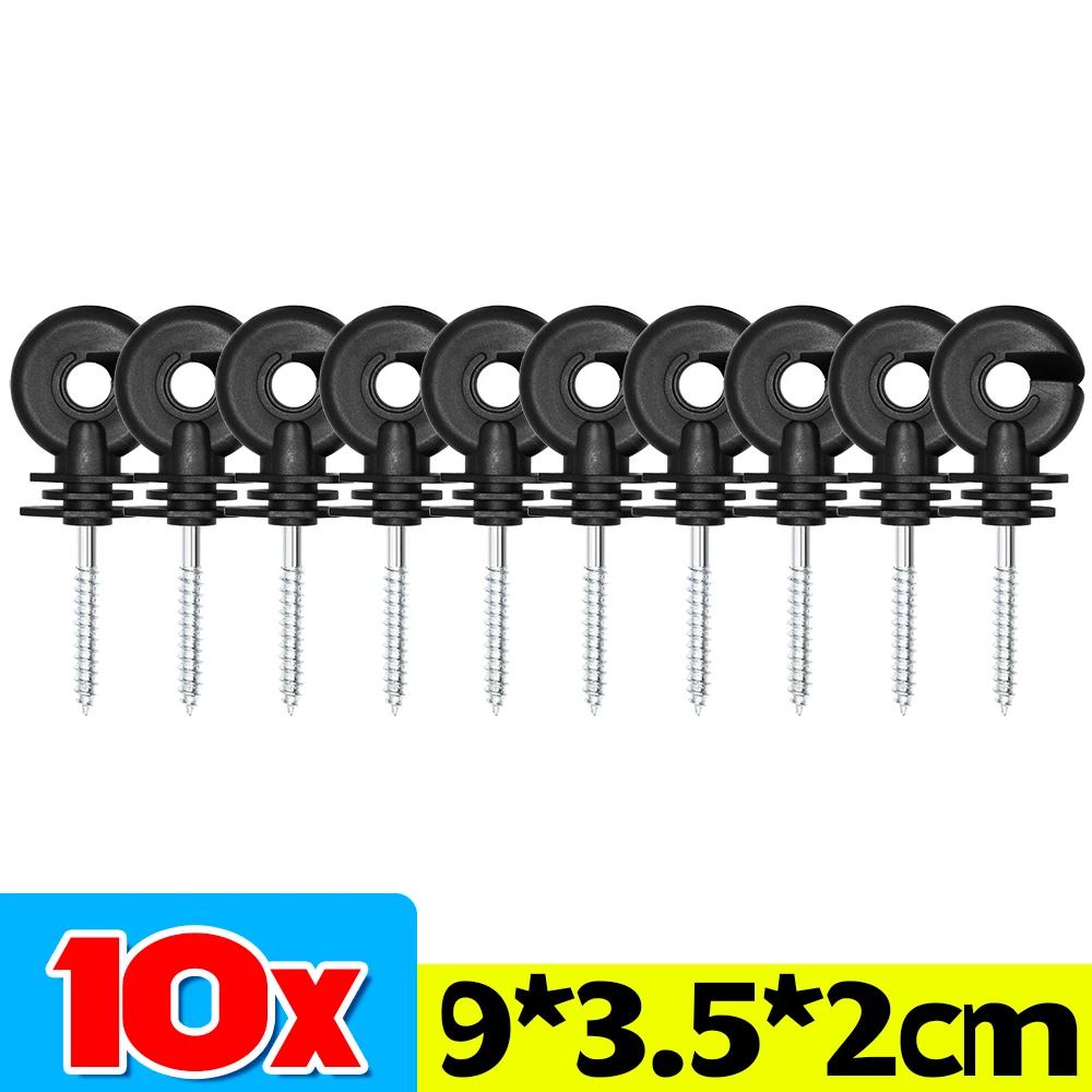 Electric Fencing Trellis Insulator Screw Fence Post Black Insulator Ring Socket Tool Garden Animal Fence Husbandry Accessories