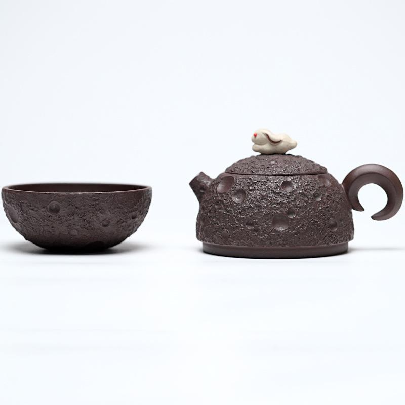 

Yixing Teapot Chinese Style Yixing Teapot 1 Pot, 1 Cup Moon Jade Rabbit Teapot Tea Tasting Cup Household Kungfu Tea Set Two-piece Set