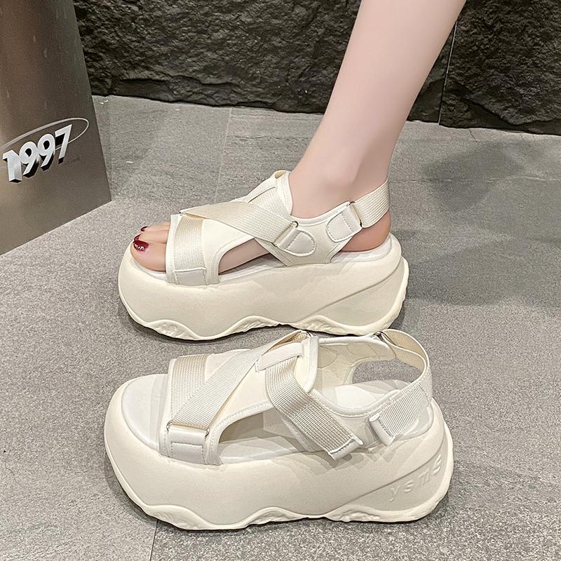 Fashion Women's Cross Strap Sandals Luxury Fashion Ladies High Platform Casual Beach Slippers Summer 8CM Heels Thick Bottom Sandalias