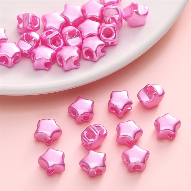 Handmade Beads Acrylic Color Plated Bead Light Pentagram Four-way Beads Loose Beads Handmade Diy Hand String Beads Accessories Materials Accessories
