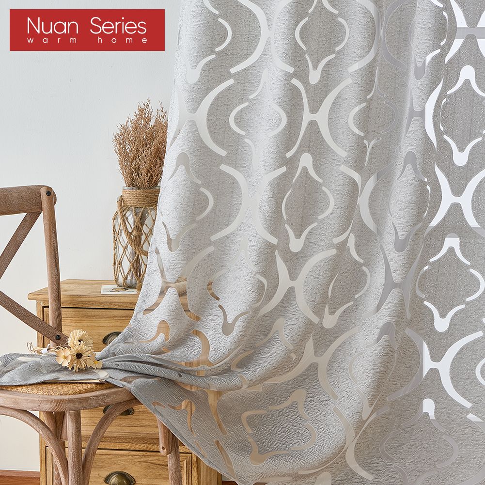 1 pezzo Serie Nuan 10% Oscurante Moda Versatile Tulle Personalizzato Floreale Jacquard Tenda Voile per Cucina Soggiorno Camera da Letto Finestra Decorazione Casa