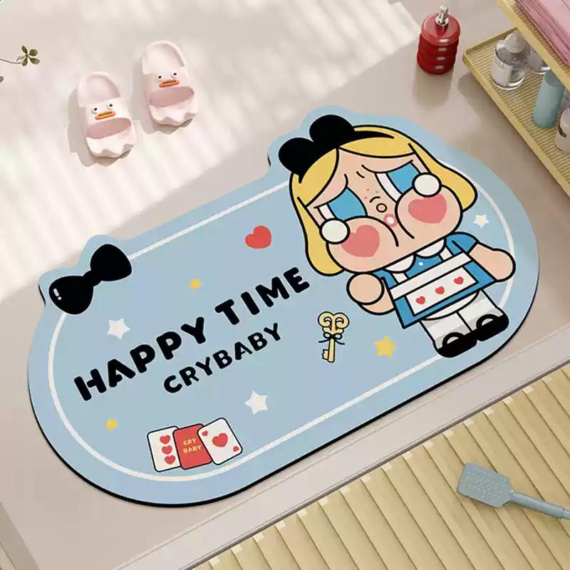 Water Absorbent Bathroom Mat Crybaby Home Use Silicon Dendroid Toilet Entrance Anti Slip Quick Dry Foot Pad Bathroom Supplies